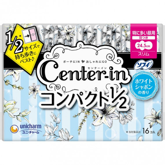 (低至$25) Unicharm Center-In 纖薄柔軟 護翼 衛生巾 日用 (香氣) 16枚 24.5cm (日本直送) 