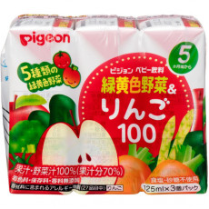 (低至$19) 日本製 Pigeon 嬰兒 蔬菜蘋果汁 125ml x 3包裝 (適合5個月以上) 貝親
