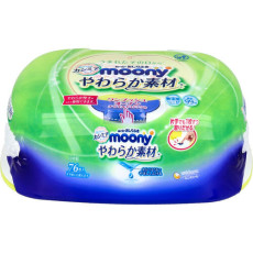 日本製 76片 Unicharm Moony 超柔 嬰兒濕紙巾 盒裝 KZU