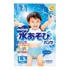 (低至$28) L Unicharm Moony 大碼男裝游水紙尿褲 9-14kg (3片裝) (日版) 日本製 U